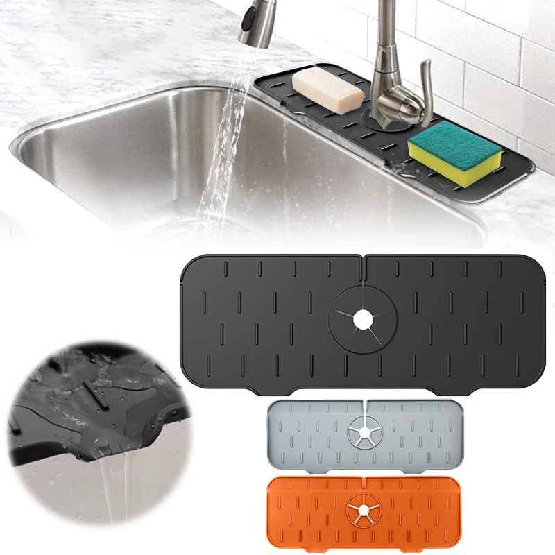 Kitchen Sink Splash Guard Drain Pad Waterproof Dish Drying Mats Foldable Kitchen Sink Splash Guard 37*14 cm