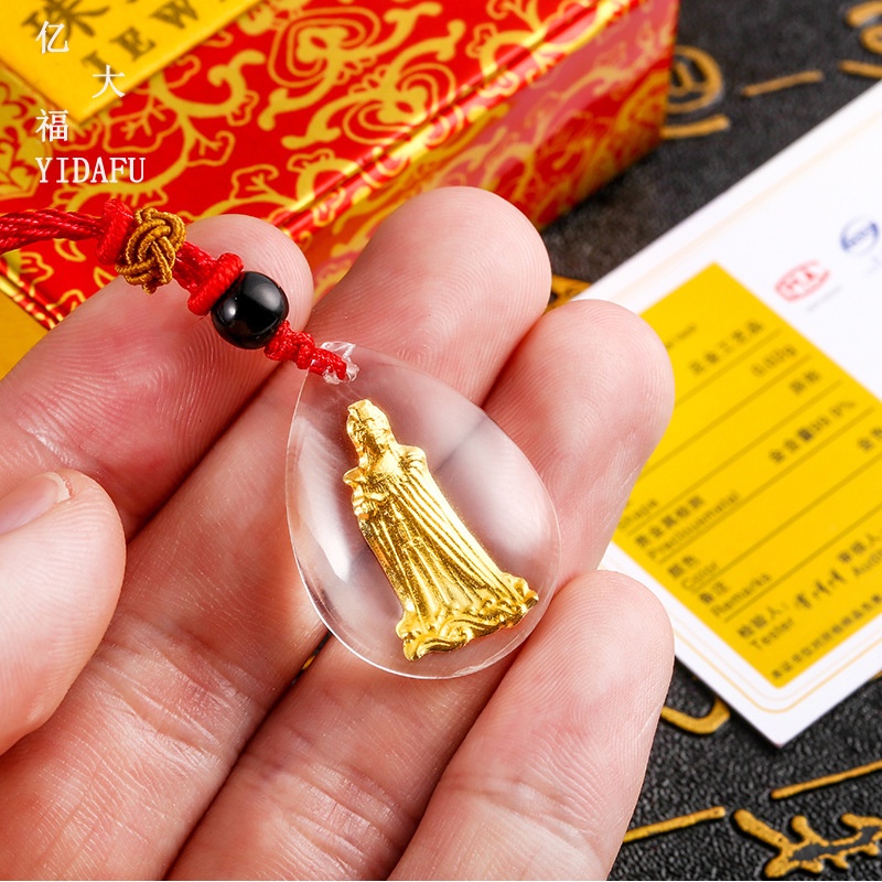 【Murah】Matsu/Guanyin/Maitreya Buddha Pendant Necklace Transparent Crystal Jewelry Mother's Day Gift