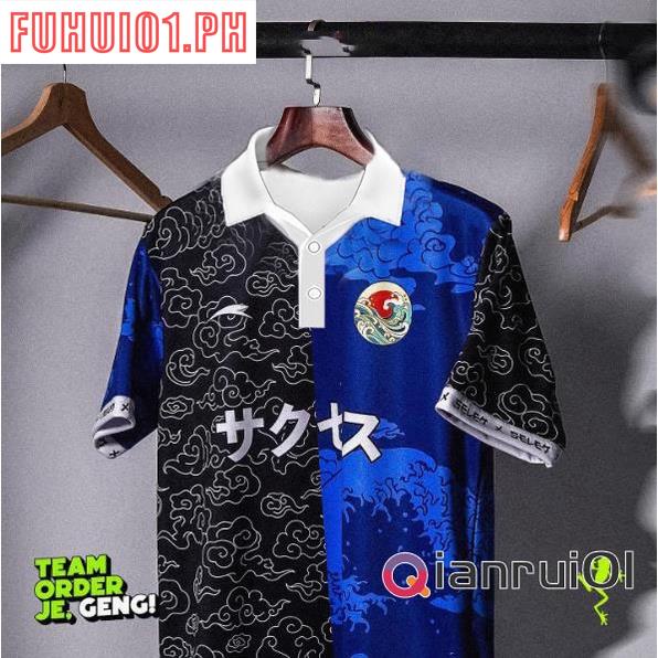 (Fuhui01) 2023 BLUE Baju Raya RETRO COLLAR JERSEY Jersey Blvckrose Apparel FULL SUBLIMATION Shirt Unisex V2 Fresh Design Sublimation T-shirt Jersey /Microfibre Mini Eyelet