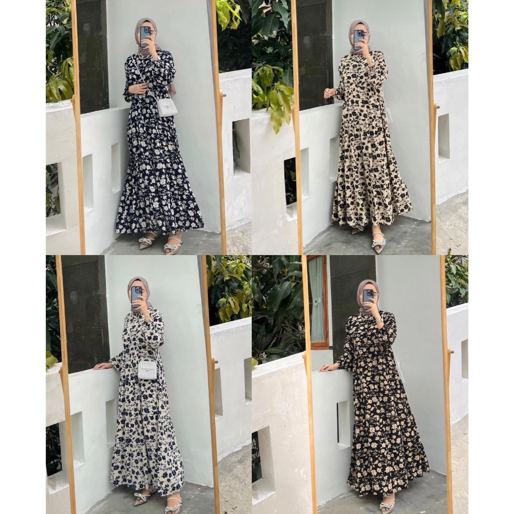 Vtzen - ZFS Maxy Dress Denaplan/BELAMI SHAKILA FLORAL MAXI Dress/Long Sleeve Maxy Dress Motif// Latest Women's Invitation/Trendy Teenage Contemporary Fashion/Women's Hijab Outfit