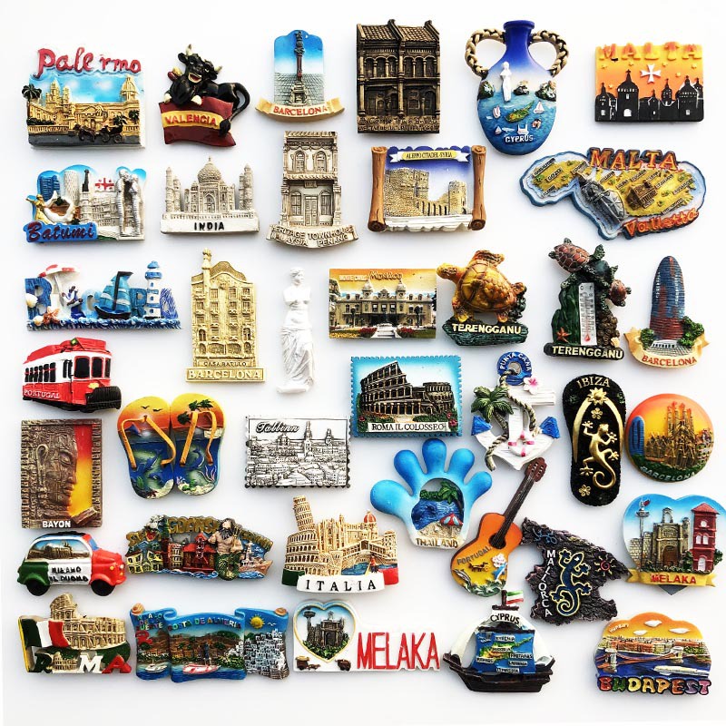 Cross-border E-Commerce Supply Manufacturer Ready Stock Wholesale World Travel Souvenir Decoration Crafts Magnet Ref