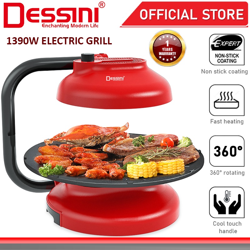 DESSINI ITALY Infrared Electric BBQ Grill Steak Frying Pan Teppanyaki Barbecue Non-Stick Baking Pan Temperature Control