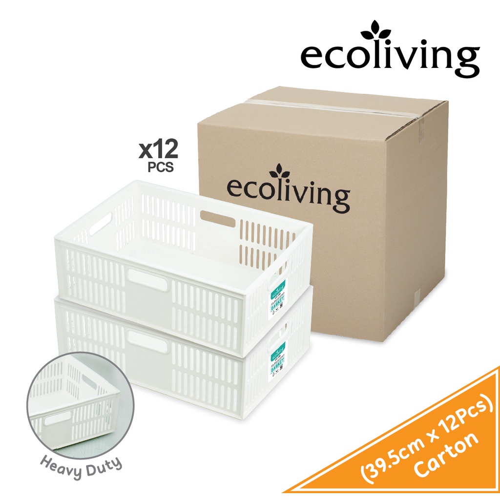 ECO LIVING CARTON DEAL 12Pcs/Pack Heavy Duty Rect. Space Saving & Stackable Storage Basket,Bakul,ECO-1540-12