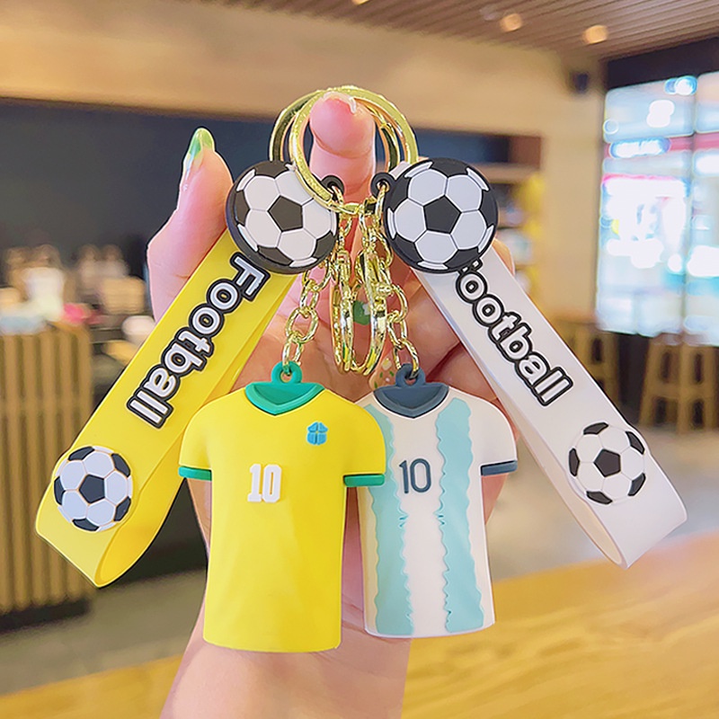 World Cup Football Star Keychain Nemal Macy Jersey Ronaldor Car Key Pendant Bag Claw Machine Small Gifts