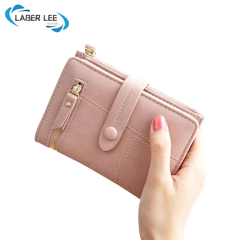 LABER LEE Women’s Short Wallet Multi-function Buckle Purse PU Leather