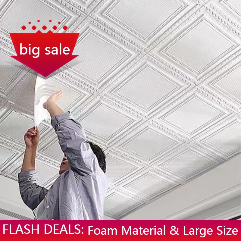 Ceiling Wallpaper Dinding PE Adhesive DIY Waterproof 3D Foam Wall Paper Stickers Decor / Brick Stone / Home Decor Ceiling Roof Home Decoration