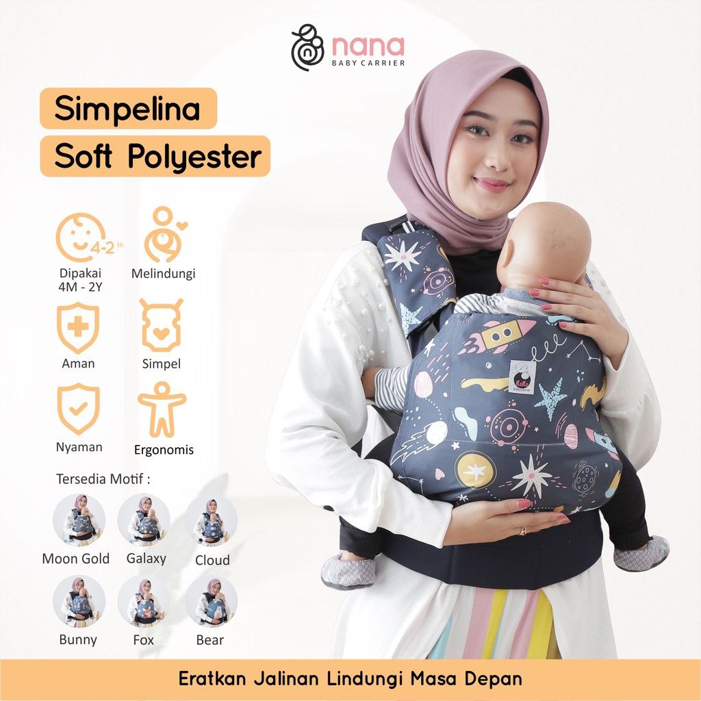 Nana Simpelina Printed Standard Soft Polyester V2 SSC Soft Structure Baby Carrier (4 Months - 2 Years)