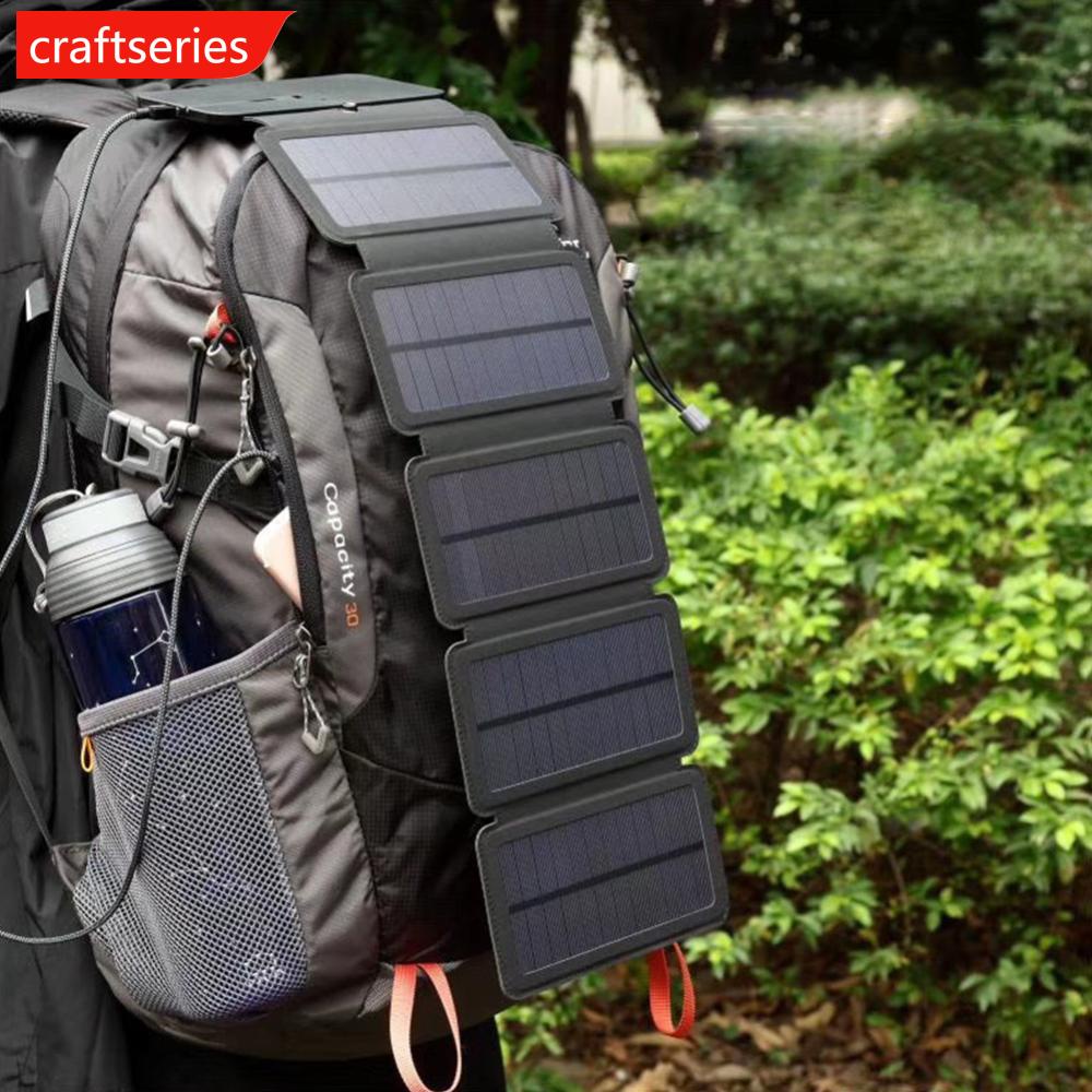 CRAFTSERIES Portable Folding Outdoor Solar Panel Charger 5V 2.1A USB Output Devices Camp Hiking Backpack Travel Power Supply For Smartphones C3I1