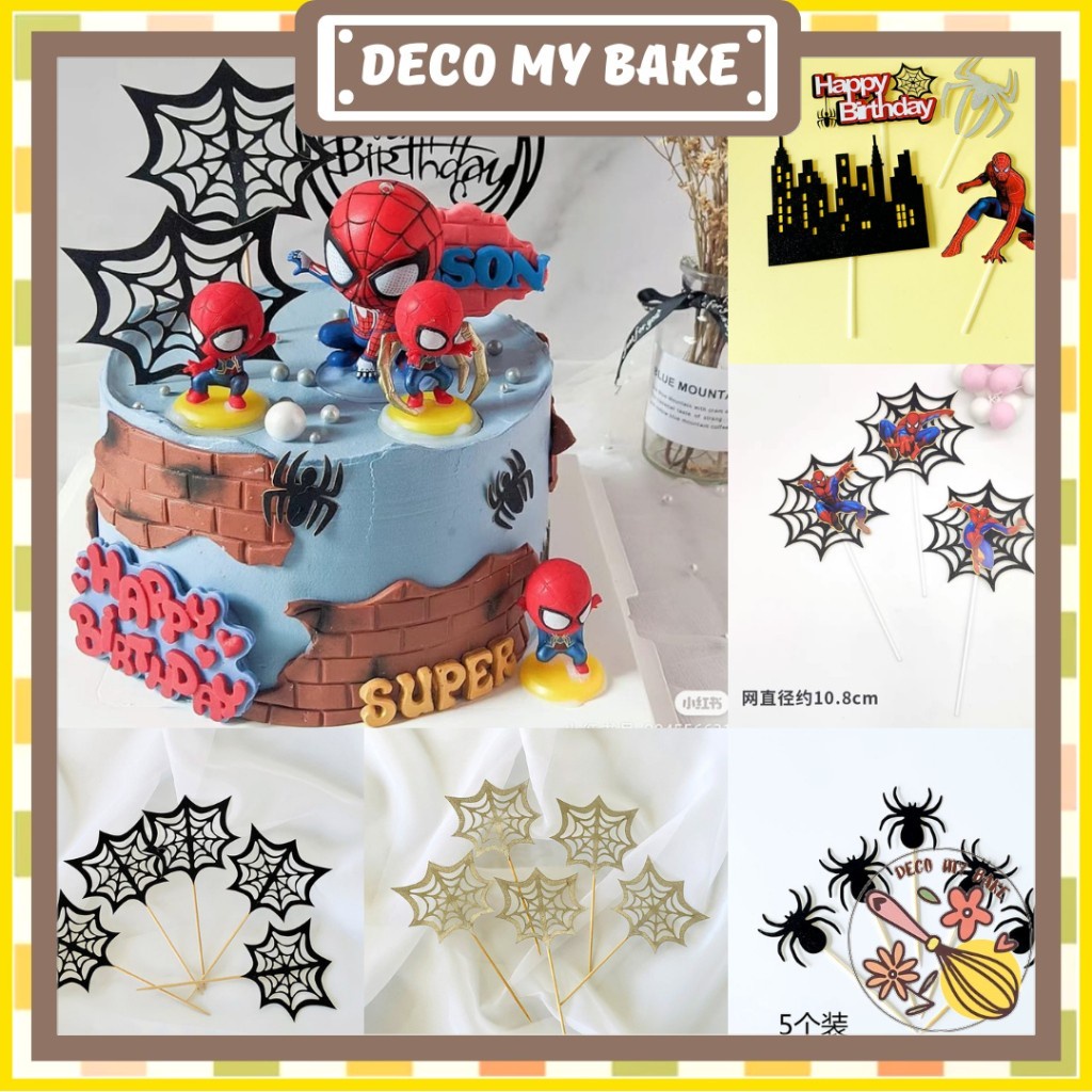 DMB Spider Man Birthday Cake Decoration Cake Topper Baby Kids Spider Net Kek Hiasan 蜘蛛侠 蜘蛛网 超级英雄 蛋糕装饰