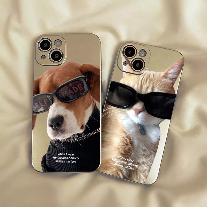 Sunglasses Couple Soft Case Compatible for IPhone 11 14 13 12 Pro XS Max XR X 8 + 7 6S Plus Mini Phone Casing Electroplate TPU Silicone Shockproof Cover