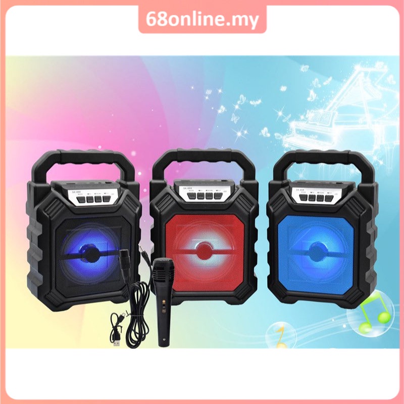 [Johor Seller] Mini Speaker Bluetooth Speaker Bass Speaker Karaoke Portable With Mic FM USB Memory Card Disco Stereo