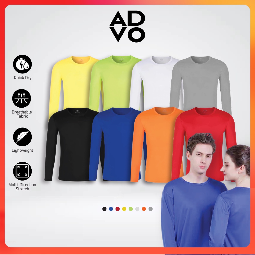 Long Sleeve Microfiber Men T shirt Baju Jersi Lelaki Unisex Quick Dry Tshirt Women Round Neck Lengan Panjang