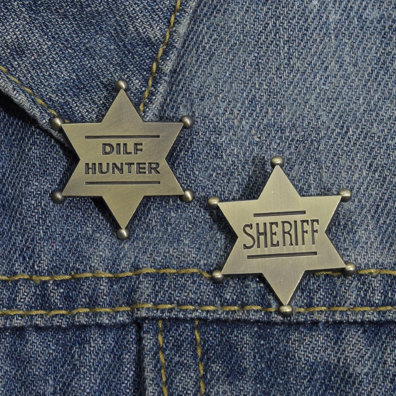 Metal Hexagonal Star Badge Governor's Police Badge Badge Honor Pin Clothing Accessory