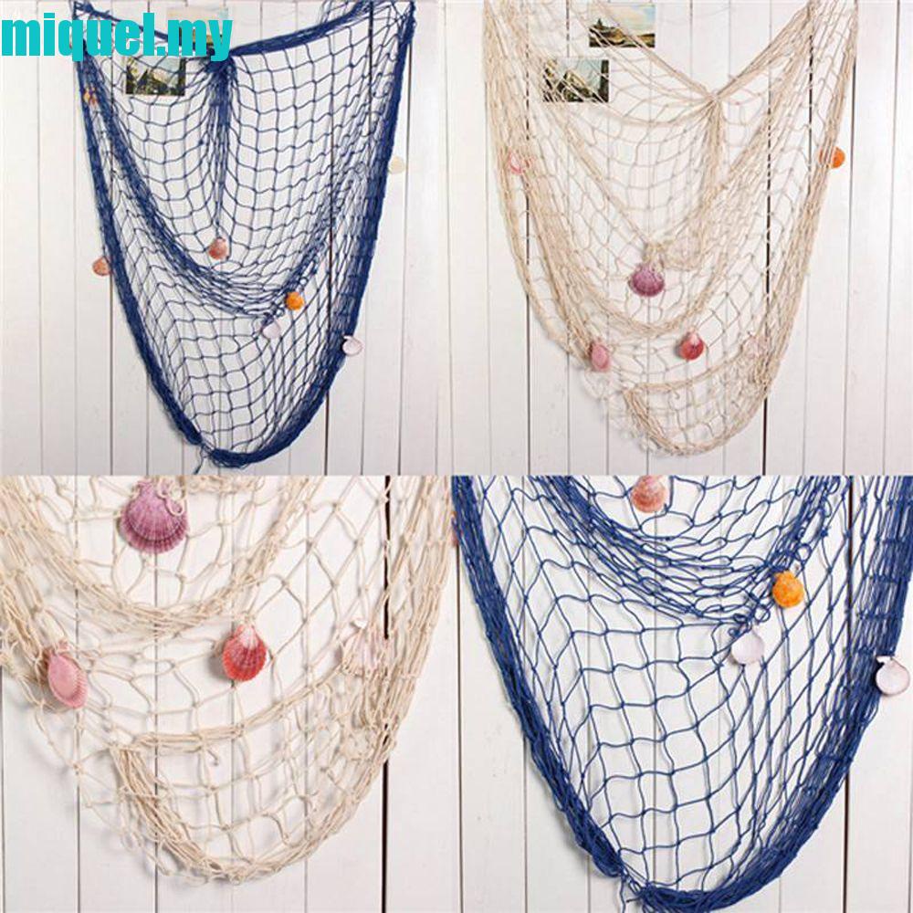 MIQUEL Shell Nets Bar Restaurant Photography Props Hanging Ornaments Nautical Ocean Theme Background Wall Sea Shell Home Wall Decor