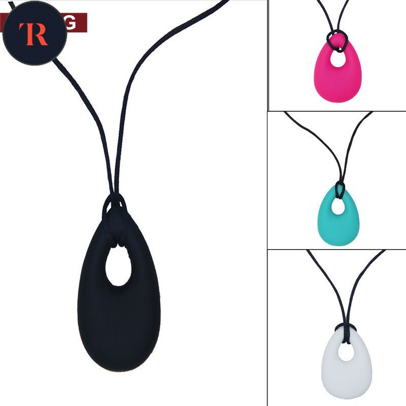 TR- 1PC Droplet Shape Chew Necklace Baby Silicone Teether Autism Sensory Chewy Toys