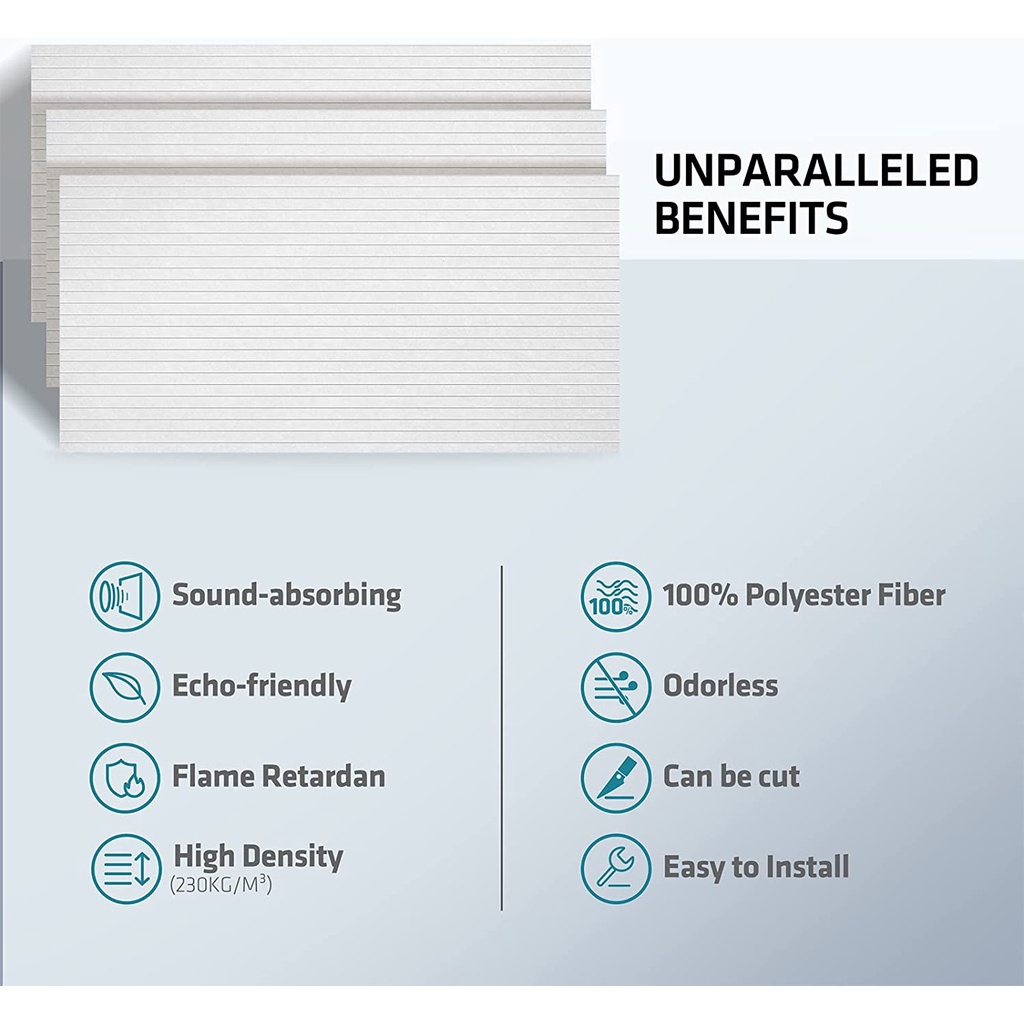 Premium Purpose Upgrade Acoustic Panel 24 x 12 0.4 Inches Sound proof Panels Noise Absorbing Equidistant Slot Versatile - Image 3