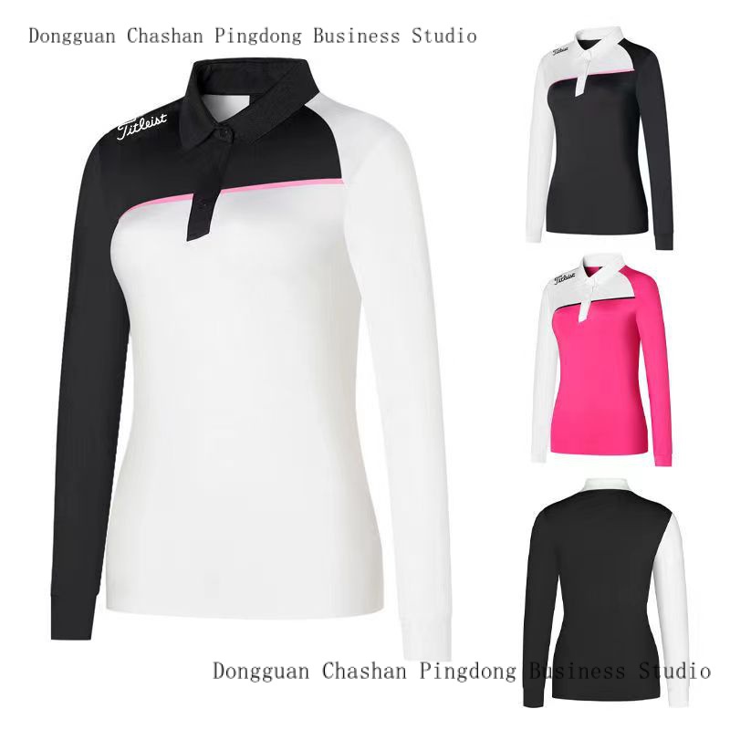 2023 new golf long sleeve T-shirt Women's POLO shirt and autumn winter stand collar breathable fast drying polyester outdoor sweatshirt can be customized