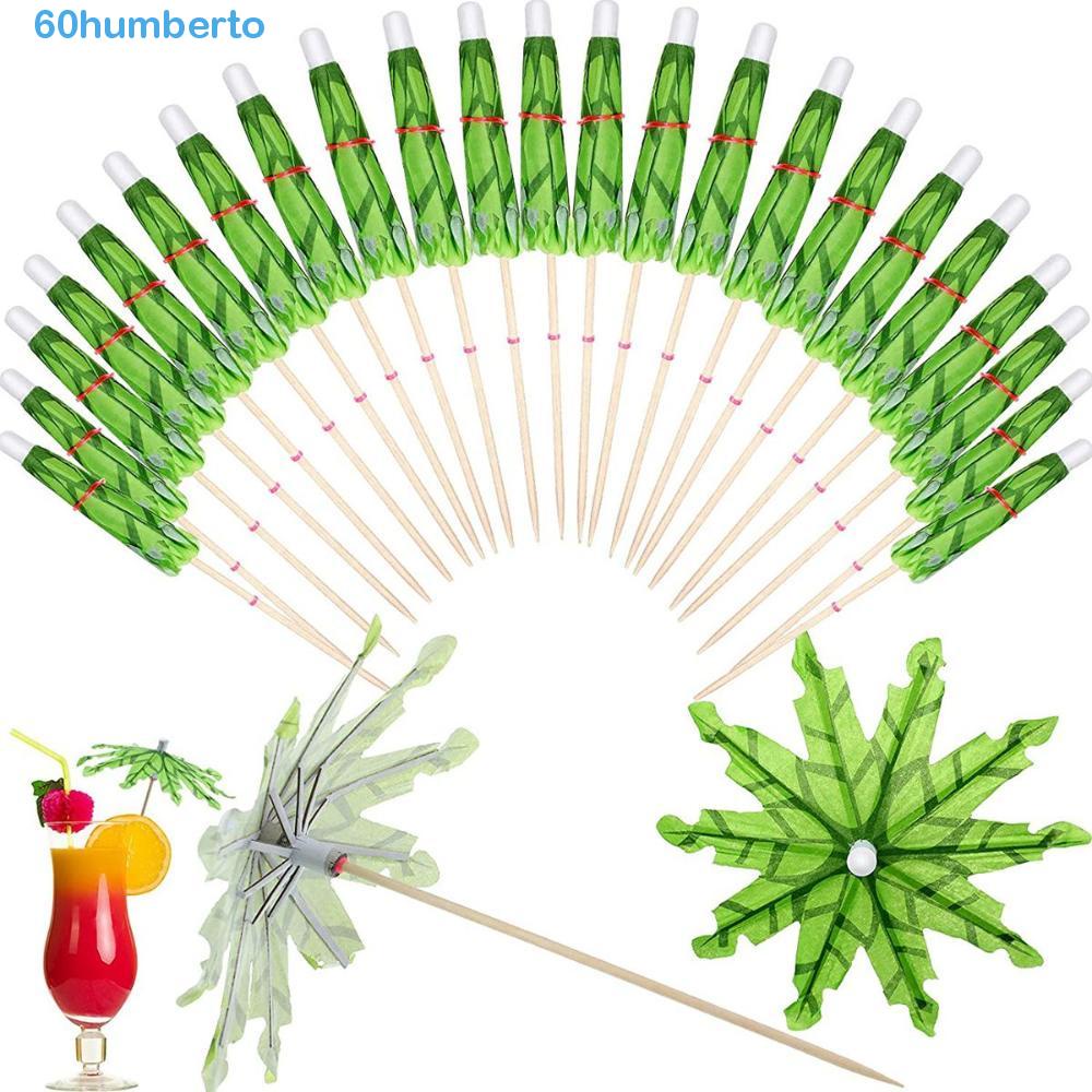 HUMBERTO Appetizers Picks Party Cocktail Disposable Toothpick Coconut Palm Tree Tropical Paper Umbrella