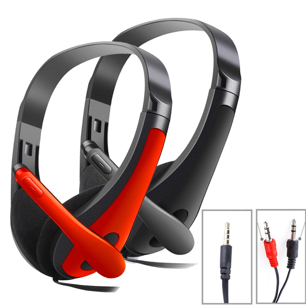 Wired Headset with Microphone for PC Laptop 3.5mm Jack On Ear Headphones with Noise Cancelling Mic