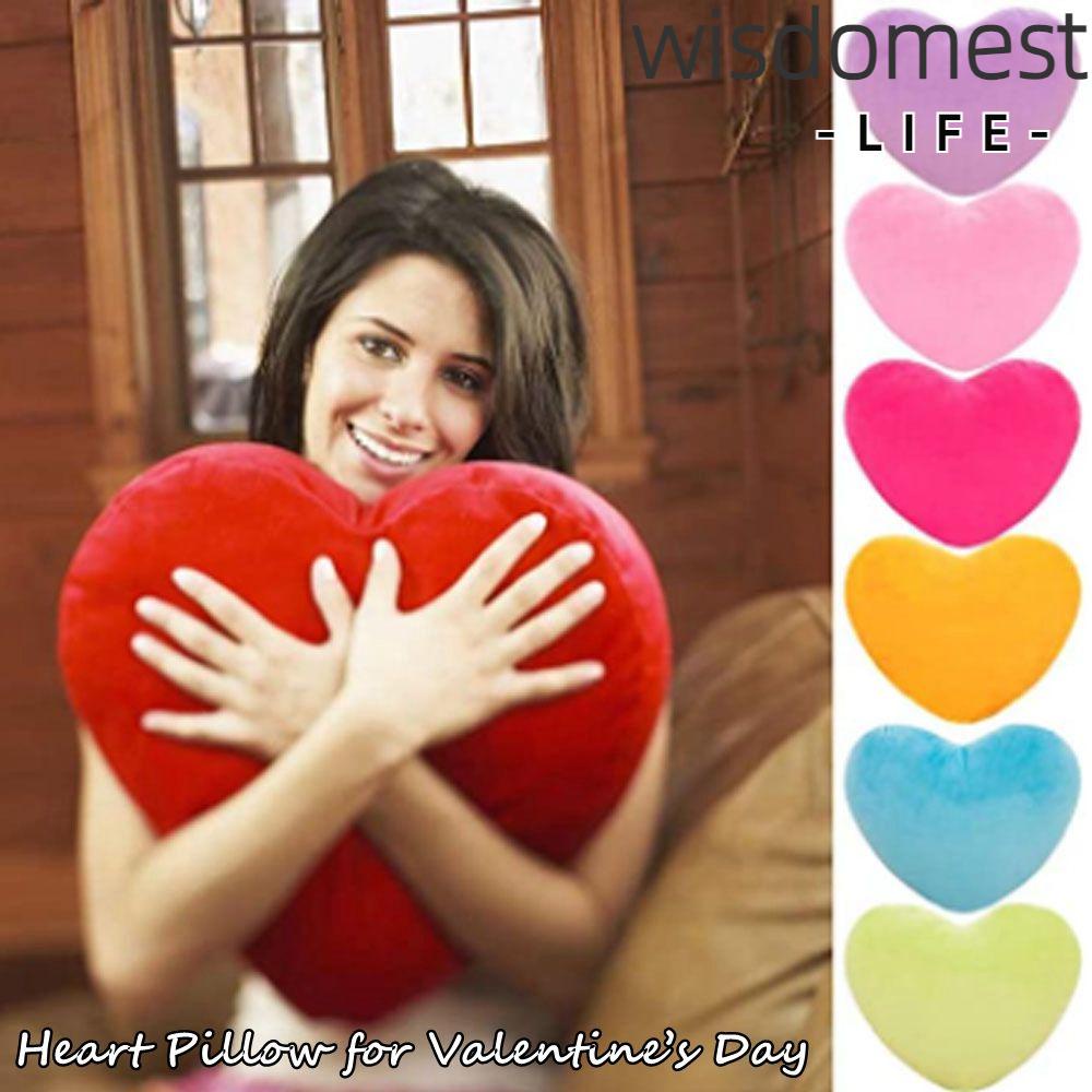 WISDOMEST1 Heart Plush Pillow Pink Color for Birthday Valentines Day Heart Shape