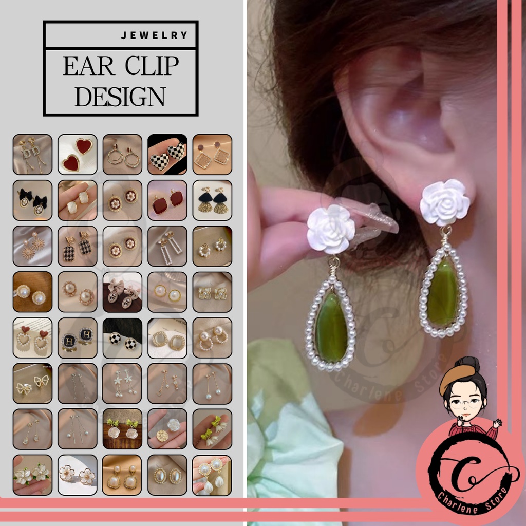 Ready Stock Ear Clip Minimalist Stylist Women hija Earrings Pearl hijab No ear hole Subang Clips 无耳洞耳夹new