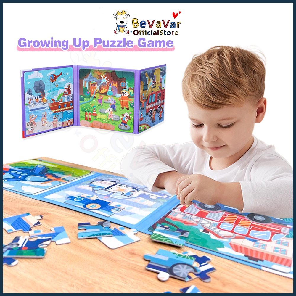 BEVAVAR 3in1 Magnetic Puzzle Book Baby Kids Early Learning Toys Montessori Educational Toys