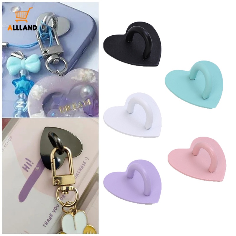 Portable Mobile Phone Self Adhesive Metal Heart Shape Hook/ Smartphone Decorative Hanging Ring/ DIY Phones Pendant Accessories