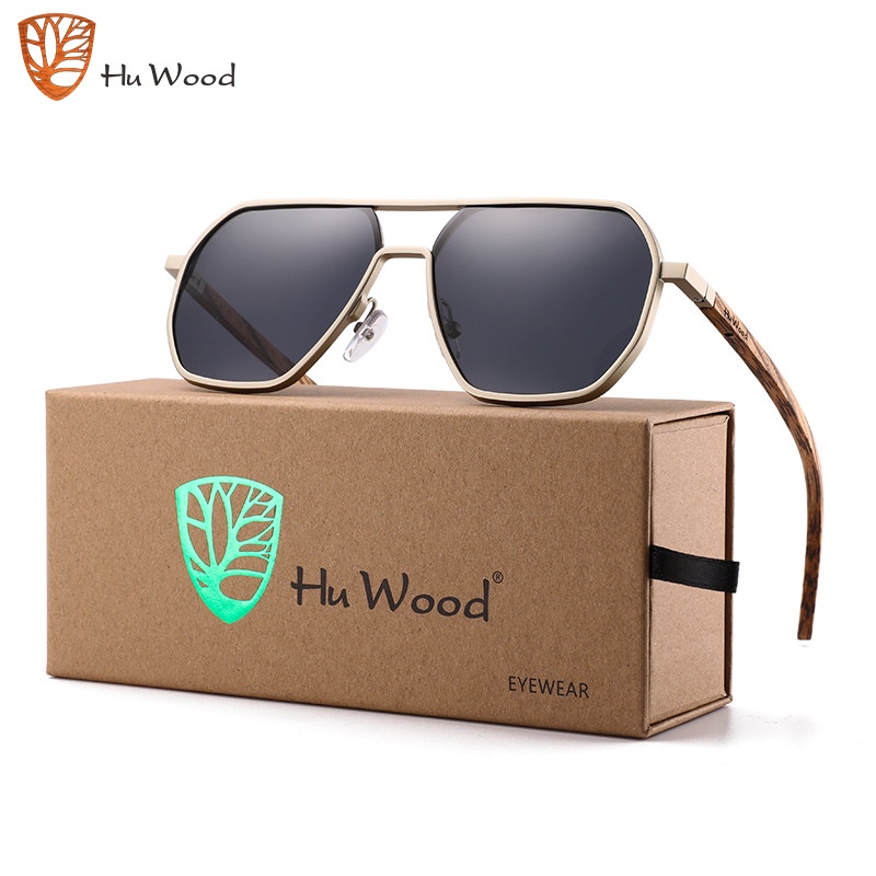 HU WOOD Polarized Vintage Men Handmade Wooden Sunglasses UV400 Protection Fashion Smoke Sun glasses Women Gafas De sol