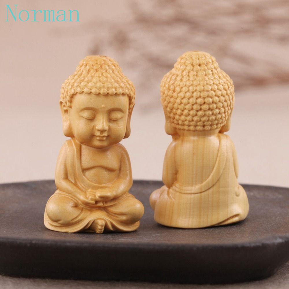 NORMAN Buddha Statue Small Easy Use DIY Home Decor Boxwood Carved Handicraft Little Monk Figurines