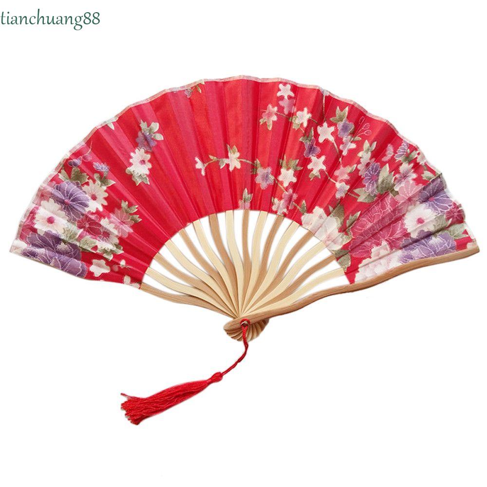 TIANCHUANG Folding Fan Colorful Quality Bamboo Wooden Japanese Style Personalized Summer Gift Dance Hand Fan