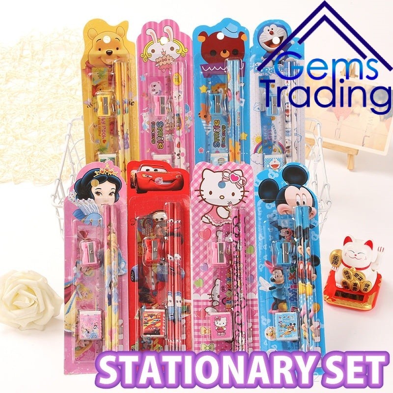 5 in 1 Kids Stationary Stationery Set Gift Set Pencil School Door Gift Student Birthday Present