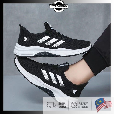 READY STOCKHype Fashion Stripe Sneakers Men Sneakers Men Sport Shoes Kasut Lelaki Murah Walking Running Sport