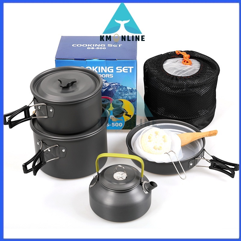 8 Person Outdoor camping Pots and Pans Set Nonstick Lightweight Picnic Camping cookware Kettles Sets Cooking dapur