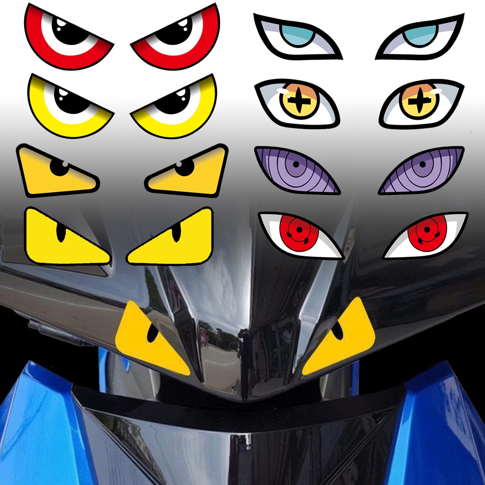 Reflective Demon Eyes Motorcycle Sticker Funny Stickers Hokage Cartoon Eyes Body Decal Waterproof Decoration Motorbike Styling Accessory