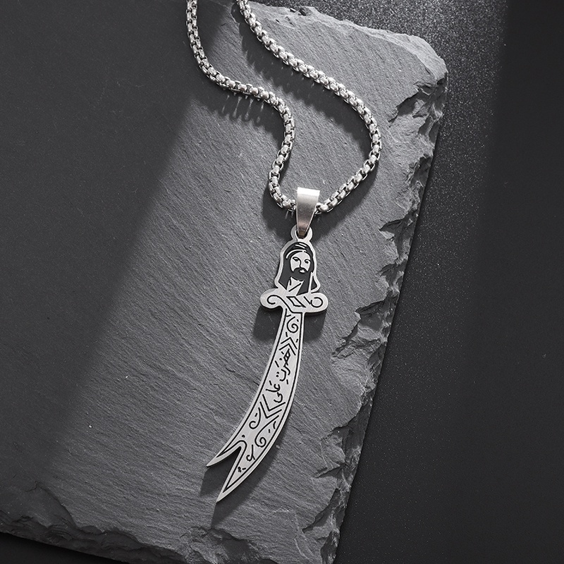 Personalized Mohammed Knife Pendant Necklace Islamic Muslim Stainless Steel Jewelry Gift Amulet