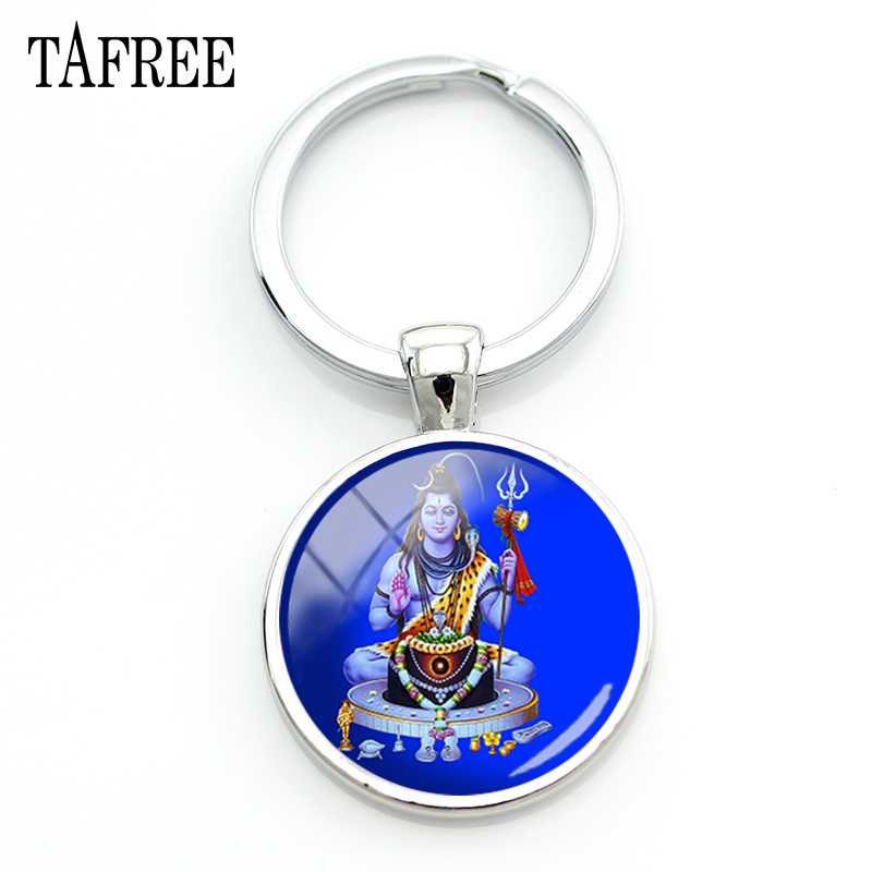 Lord Shiva Key Chain Fashion Religious Keychains for Bag Car Key Round Women Men Hinduism lover gift Jewelry LS33