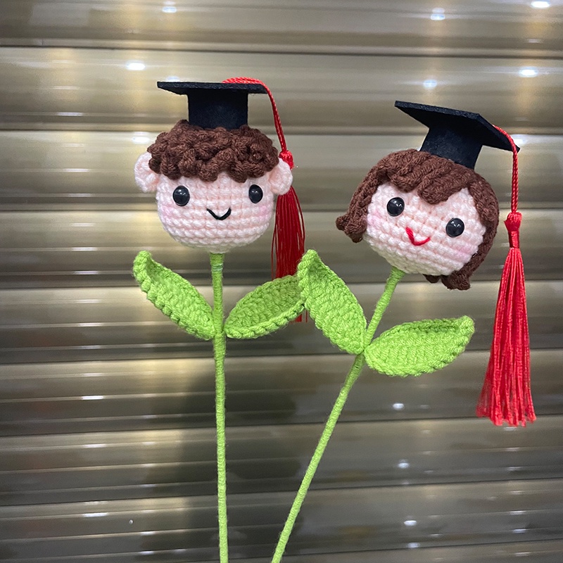 Cute Dr.Cap Crochet Flower Finished Hand Woven Flower Graduation Gift