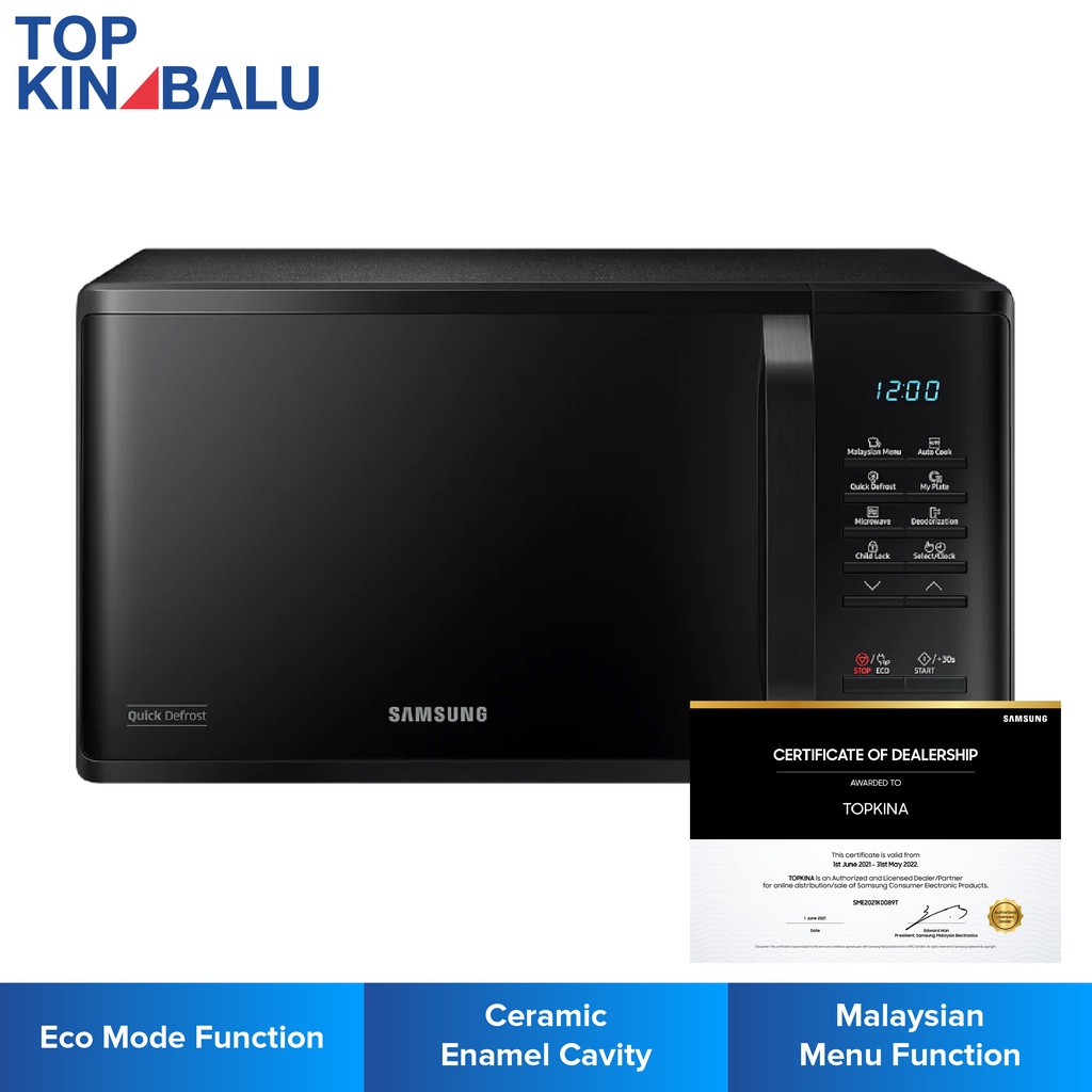 SAMSUNG 23L MS23K3513AK/SM SOLO MICROWAVE OVEN WITH QUICK DEFROST