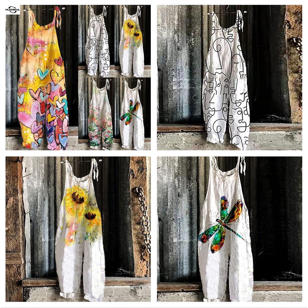 New Summer Women's floral print retro jumpsuit suspenders jumpsuit women