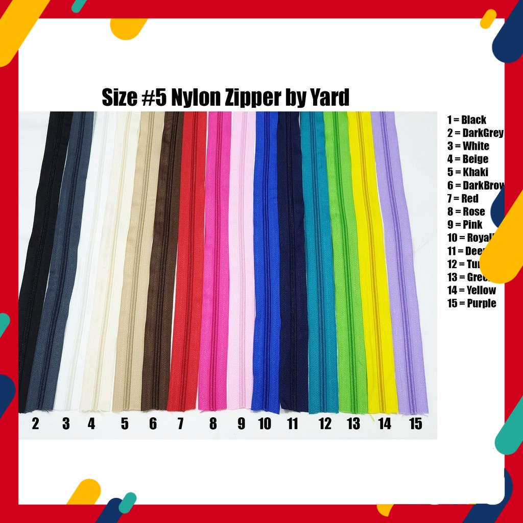 Size #5 NYLON Zipper by Yard Rainbow Nylon Zip Rainbow Zipper Nylon Coil Zipper Bag Zip Beg *Zip Potong* OR Zip Head