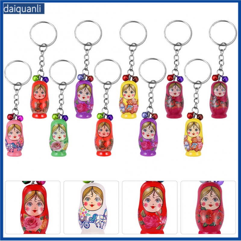 Keychain Car Keys Nesting Dolls Chains Wooden Russian 36 Pcs,