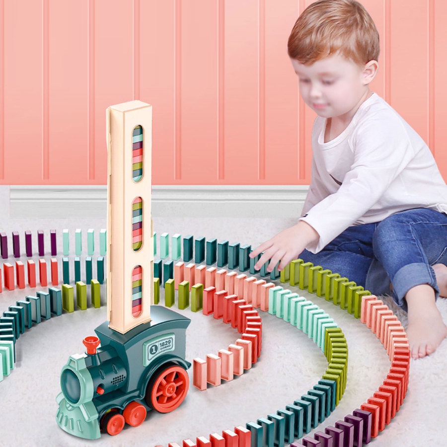 Purpose Durable Hot Sale Domino Train Car Set Bridge kit Colorful Plastic Dominoes Block Children Toys Christmas Birt... - Image 2