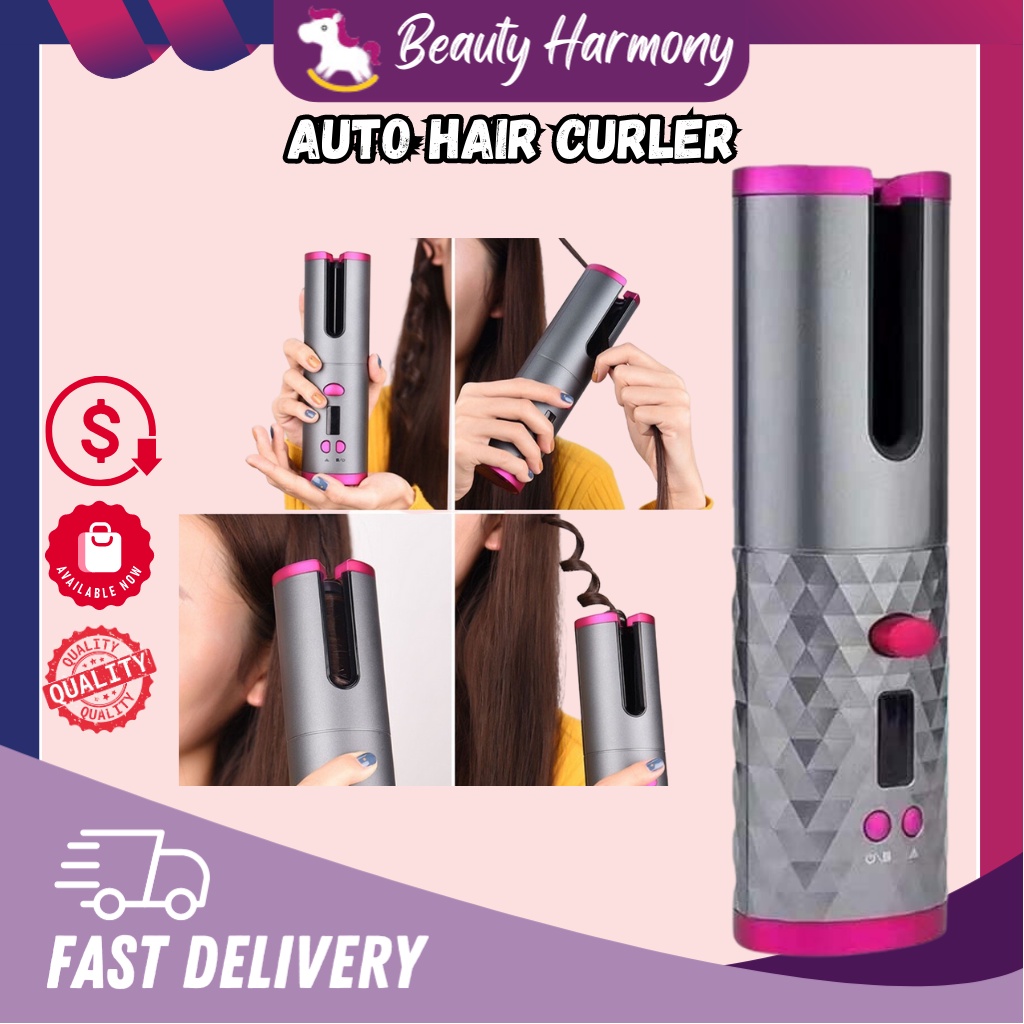 Hair Curler Auto Roller Wireless iron hair styling Curly hair tools with Power Bank Rambut Kerinting Mesin 充电式自动卷发棒