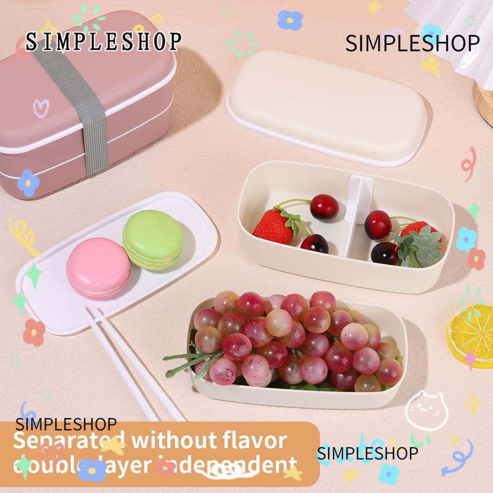 ❀SIMPLE❀ Kitchen Accessories Bento Box Divided Microwavable Dinnerware Food Container Double Layers Refrigerator Eco-Friendly Fresh-keeping Lunch Box/Multicolor