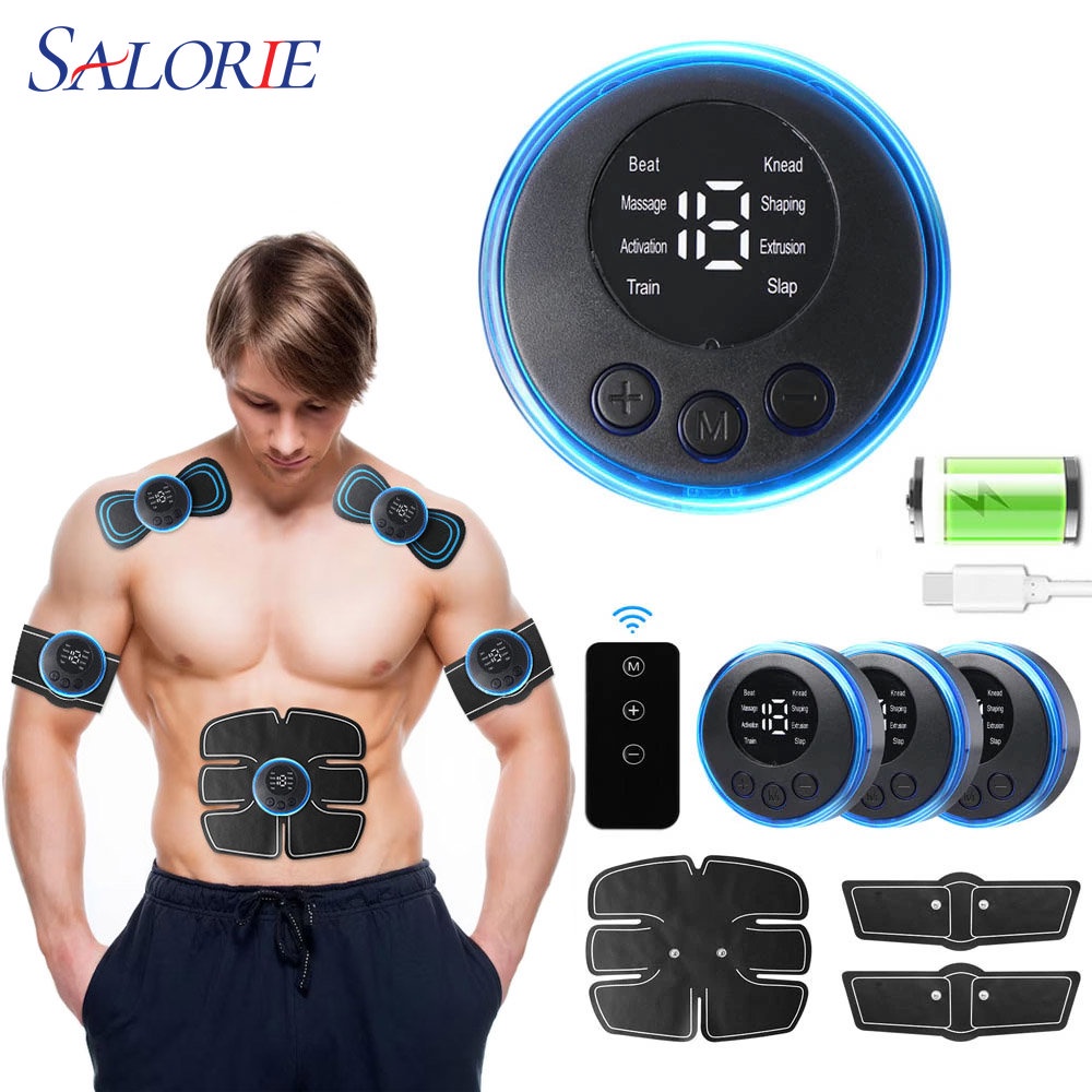 Salorie USB Rechargeable Electric Ems Massager ABS Muscle trainer for Abdomen Arm Neck Muscle Stimulator Machine