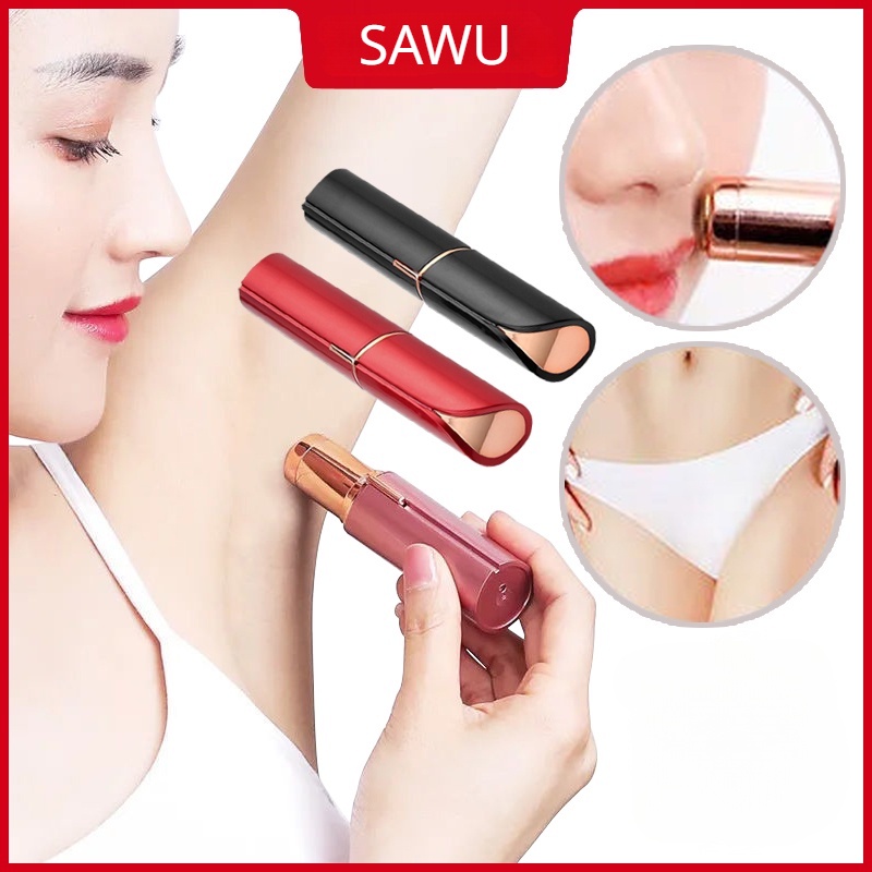 Mini Eletric Hair Removal Epilator Women Eyebrow Trimmer Lipstick Shaver USB All Parts of Body Hair Remover for Lady sawu