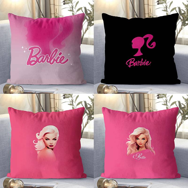 Cute Barbie Peripheral Pillow Car Cushion Pillow Car Lumbar Support Pillow Square Ins Style Bedroom Room Pillow Sofa Car Seat Cushion Internet Celebrity Same Style LcaP