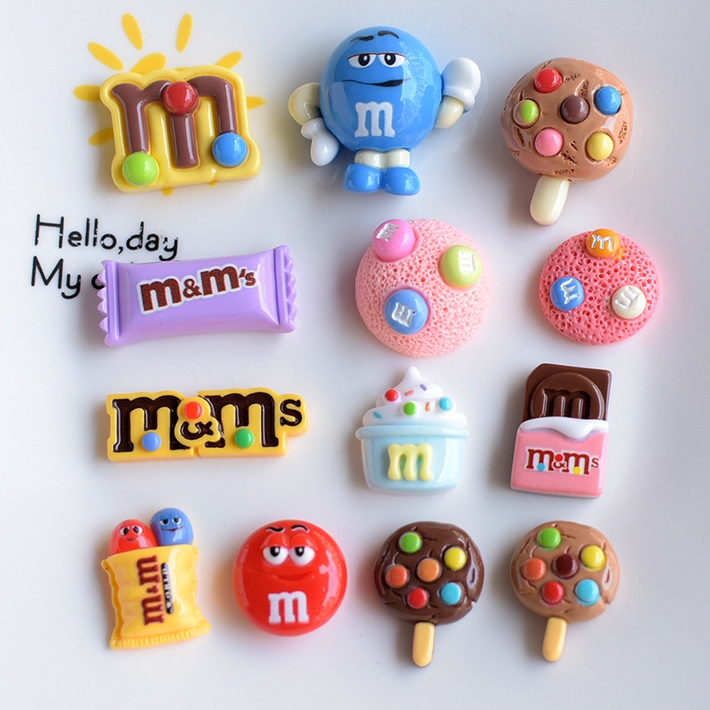 1pcs M&M Chocolate Bright Candy Rainbow Bean Ice Cream Lollipop Jibbitz Set Crocs Clog Jibbitz Shoe Buckle Shoe Decoration