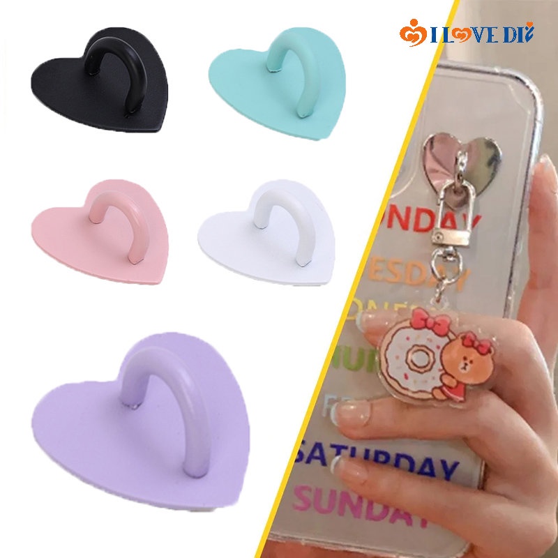 Creative Phone Case Self Adhesive Colorful Heart Hanging Ring/ DIY Cell Phones Charm Metal Hook/ Smartphone Decorative Accessories