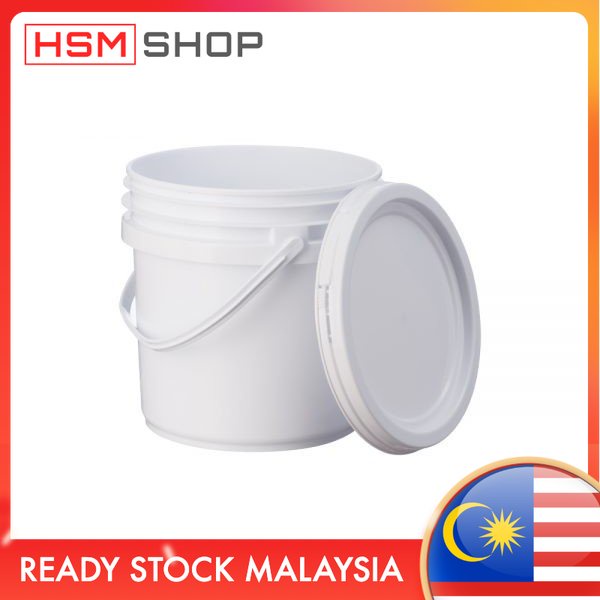 Plastic Bucket Pail With Lids / Large Storage Container  / Tong Cat / Tong Kosong  / PP Material (5L)
